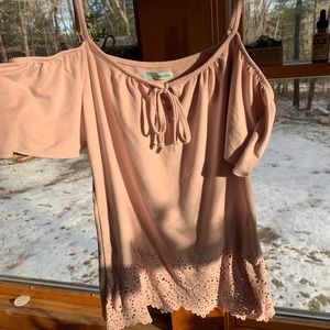 Blush Pink Suede Off the Shoulder Top